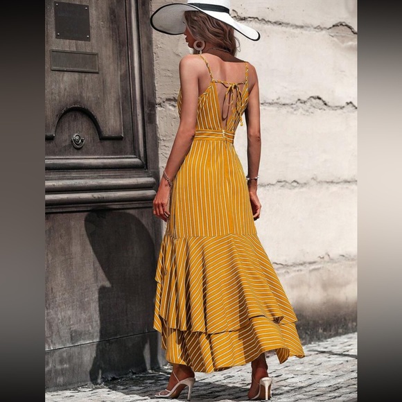 Boho striped ruffle trim maxi dress - Picture 6 of 16